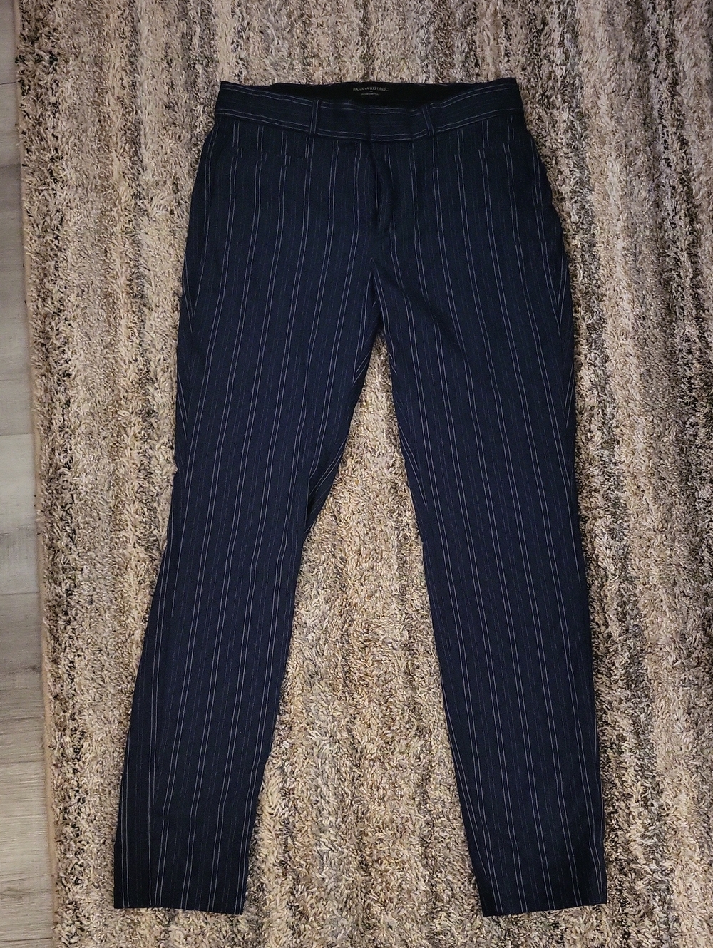Banana Republic Navy Pinstripe Tailored Trousers
